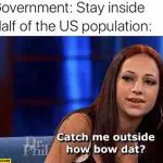 coronavirus memes government stay inside half of the us population catch me outside how about that