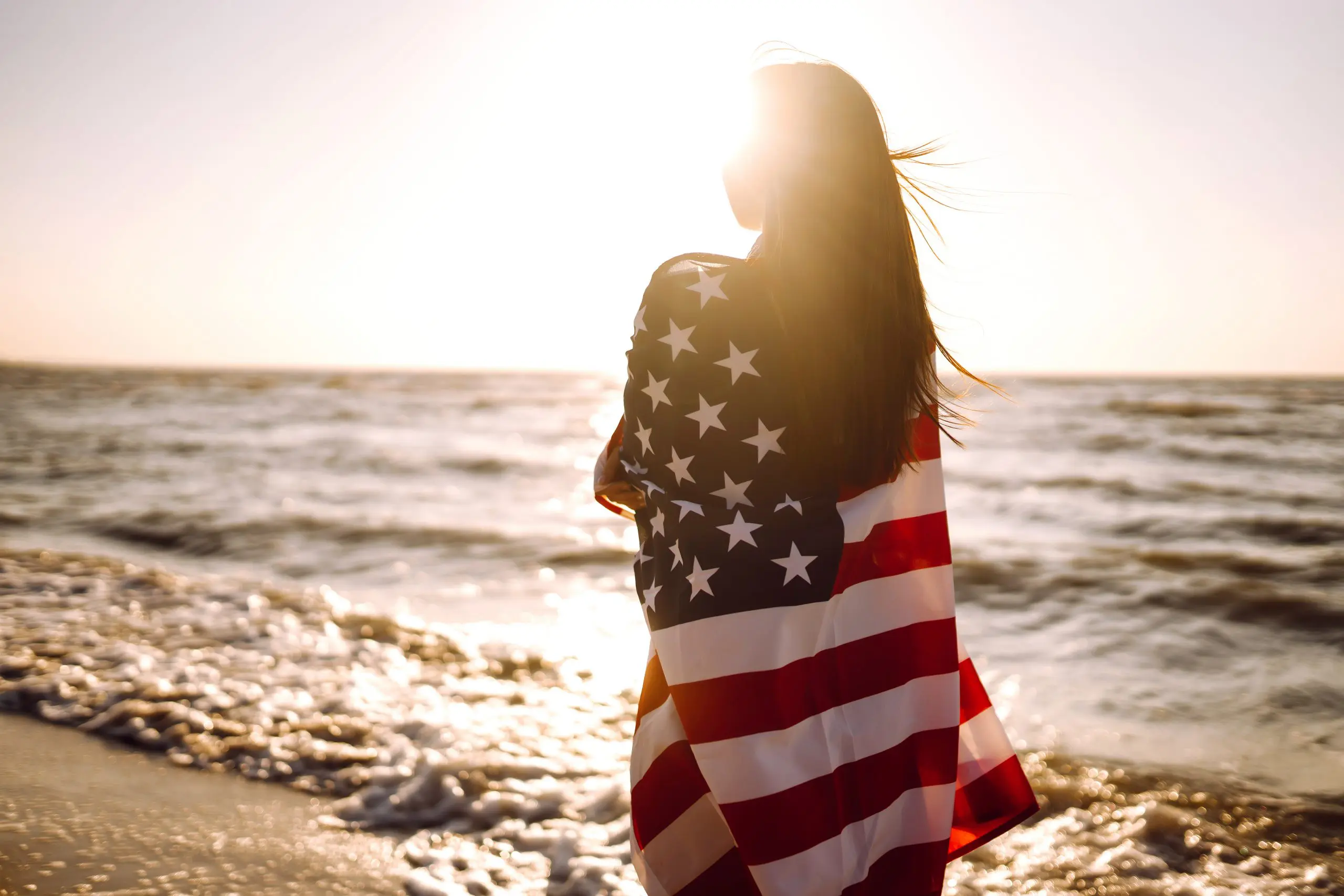 beach and american flag scaled