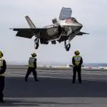 F 35B Lightning II lands aboard HMS Queen Elizabeth R08 on 17 October 2019 191017 N QI061 1159 scaled