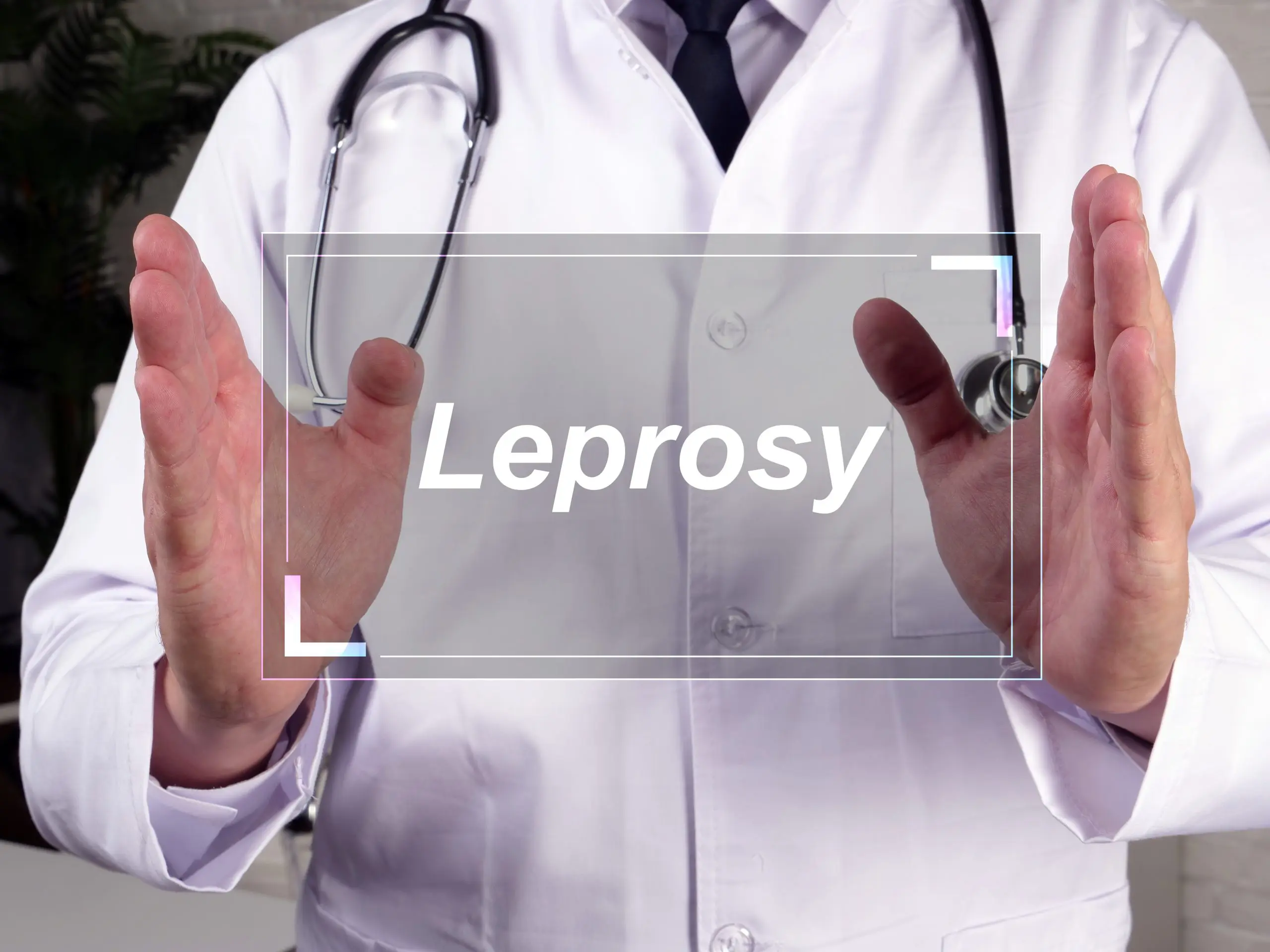 Health care concept about Leprosy with inscription on the sheet.