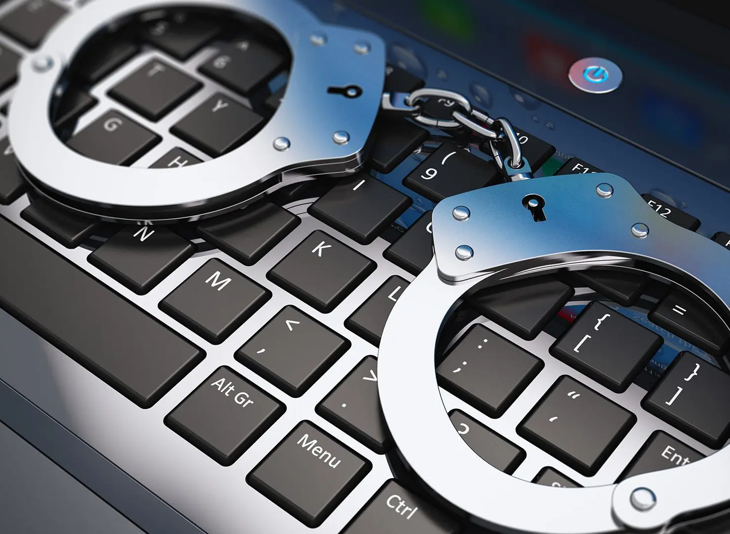 handcuffs computer cyber keyboard handcuffs computer cyber keyboard