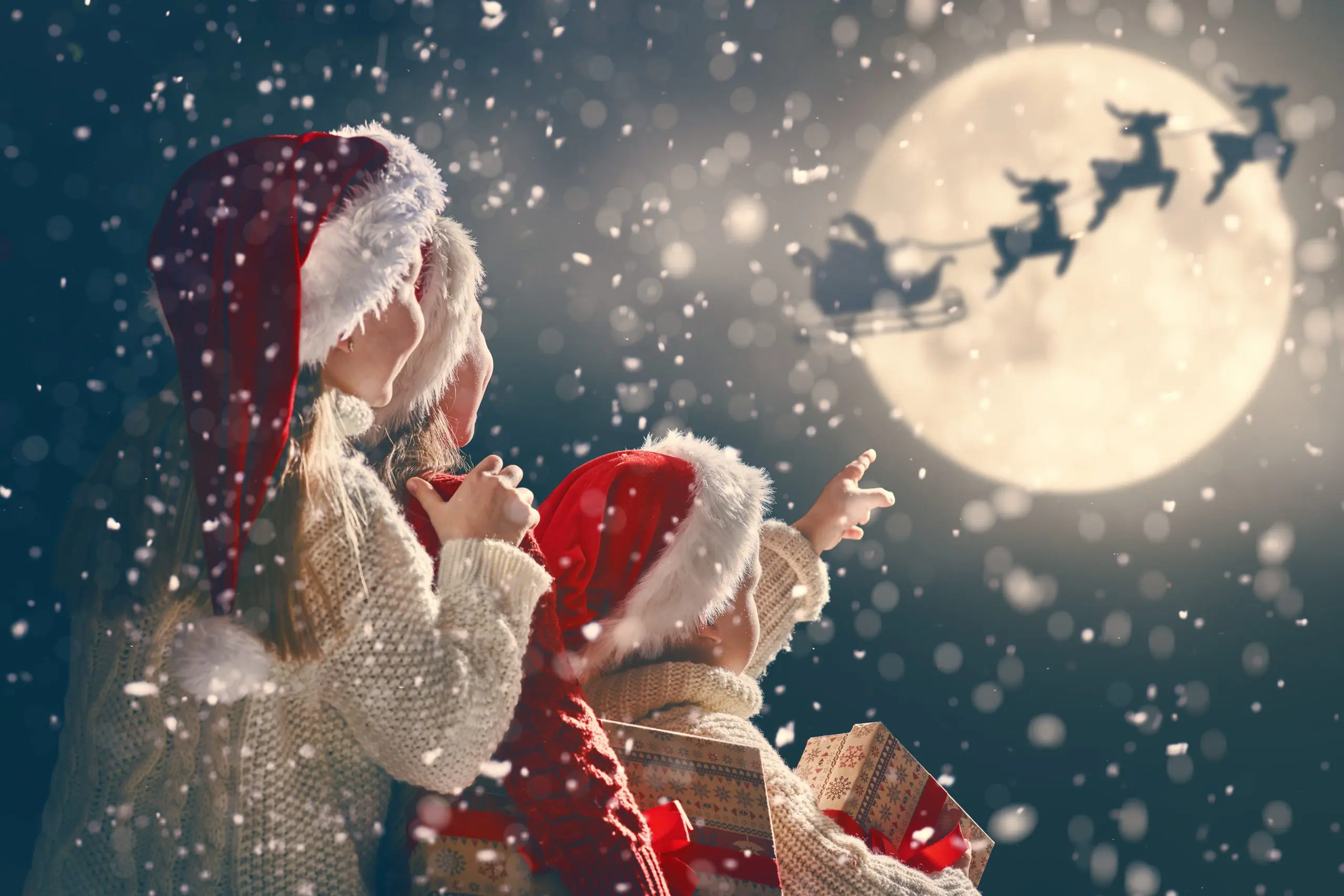 children with xmas presents