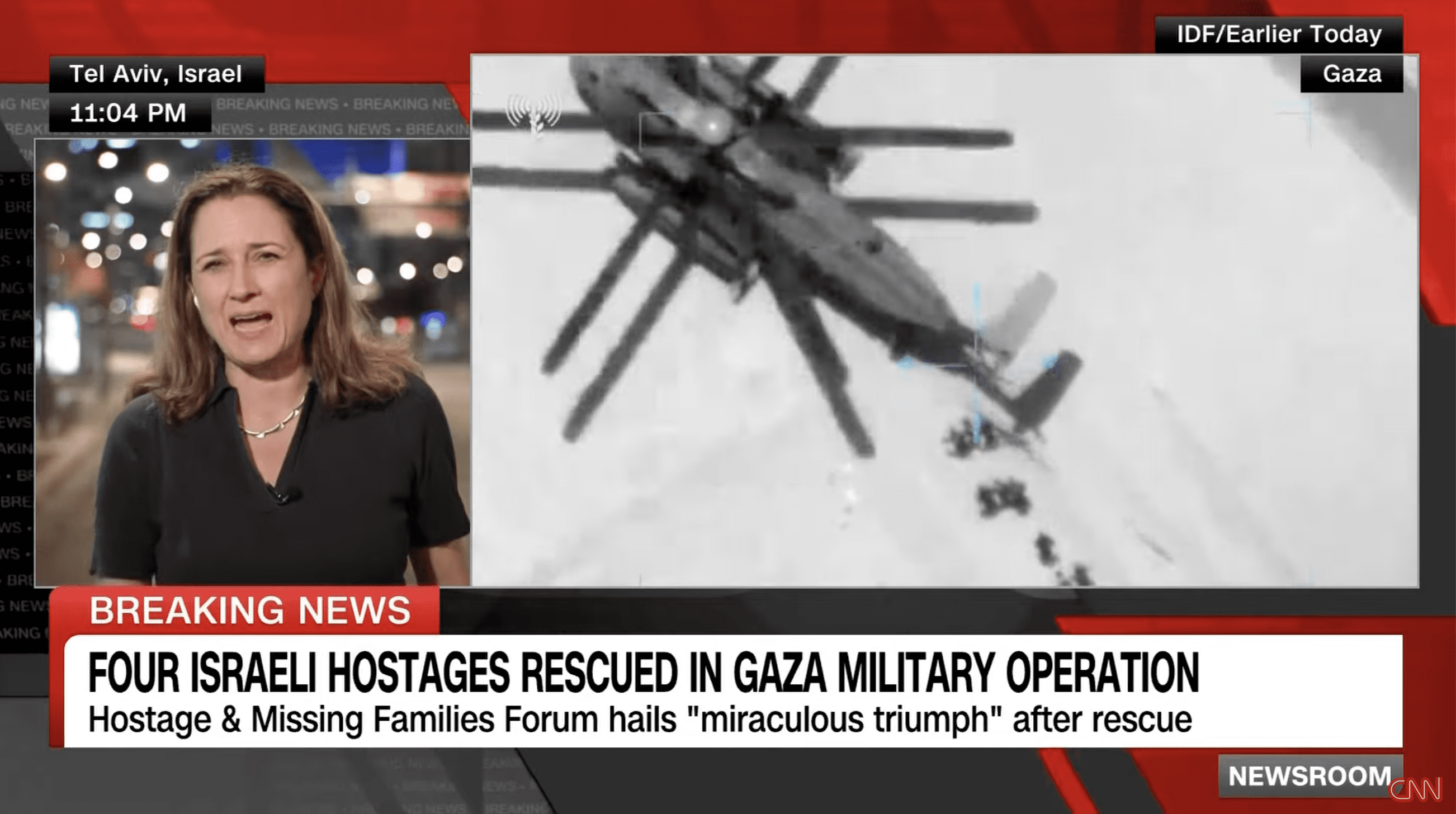 Israeli hostage rescue helicopter view