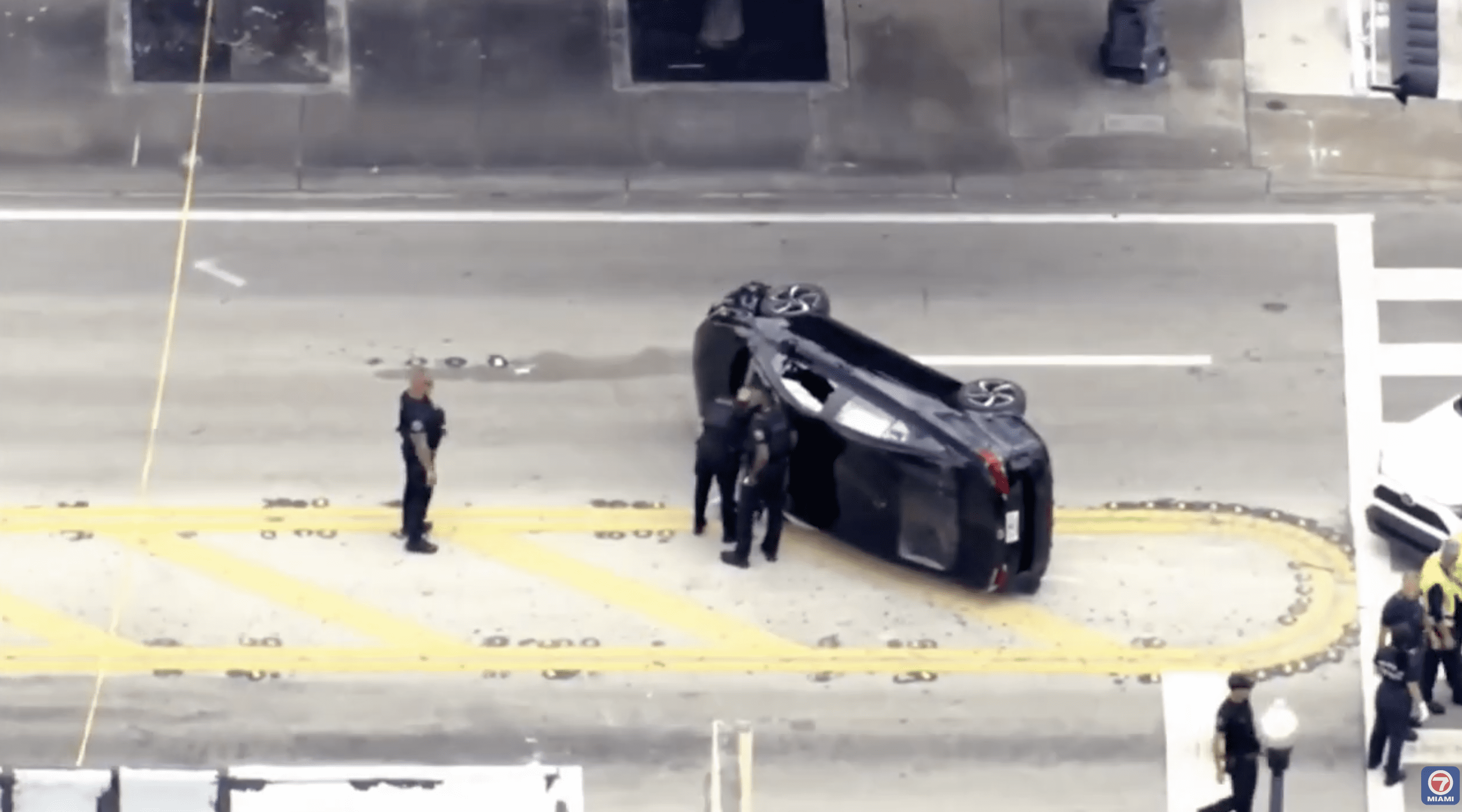 police pursuit ends in chain-reaction rollover crash