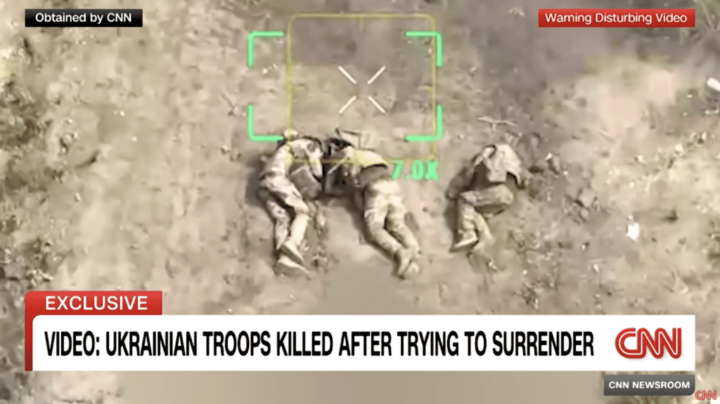 video appears to show execution of Ukrainian soldiers by Russian troops