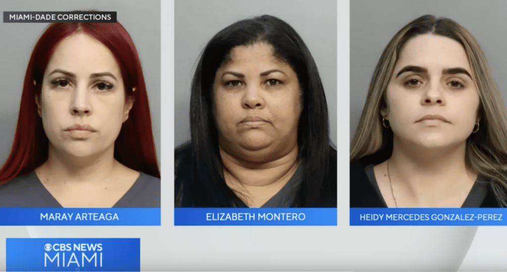 Maray Arteaga, 39, Elizabeth Montero, 45, and Heidy Mercedes Gonzalez-Perez, 2