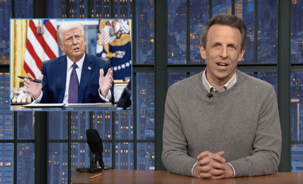Seth Meyers and Donald Trump