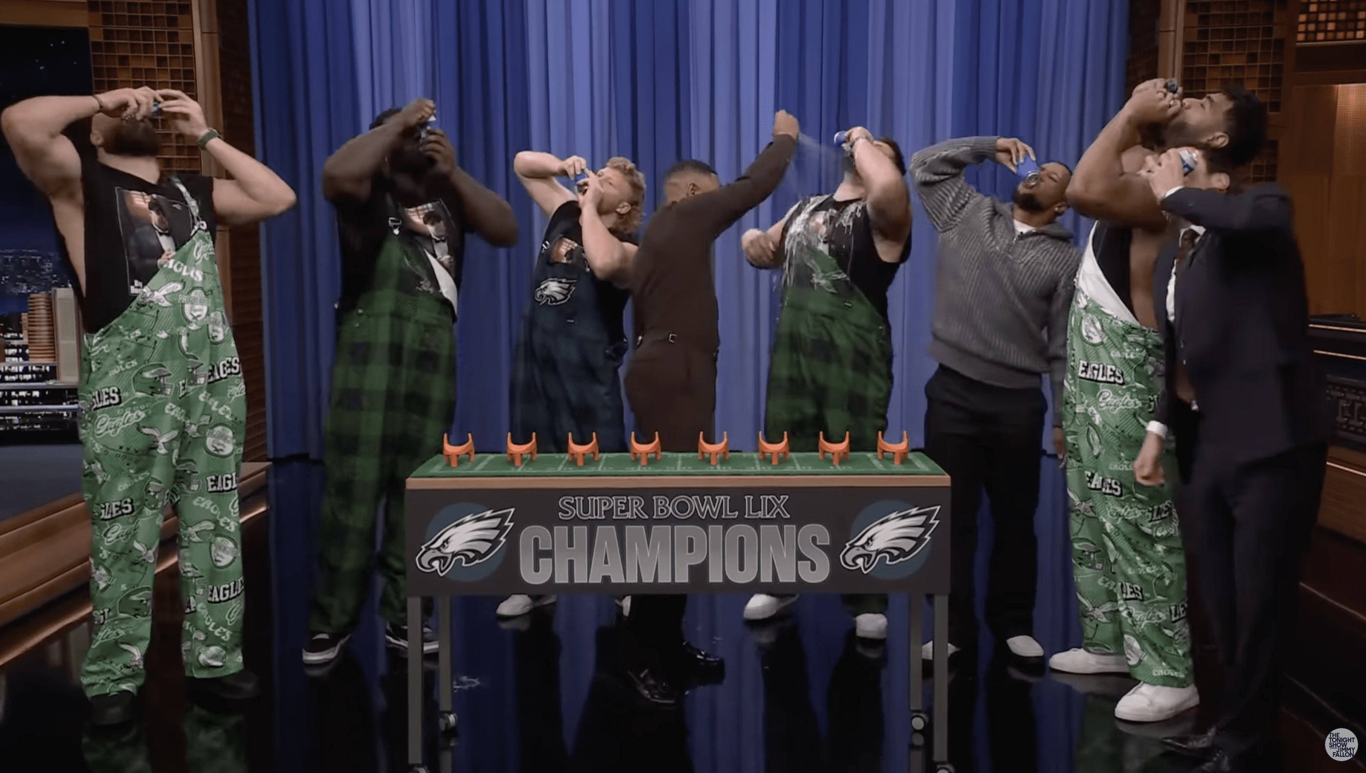 Eagles Shotgun a Beer After the Super Bowl Win