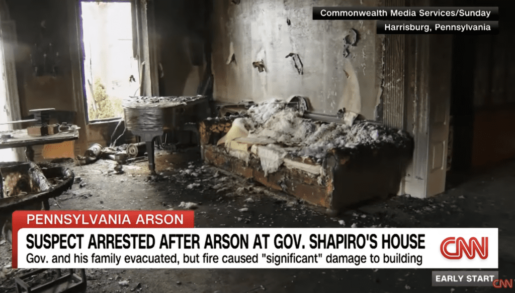 Arson at Pennsylvania Governors mansion