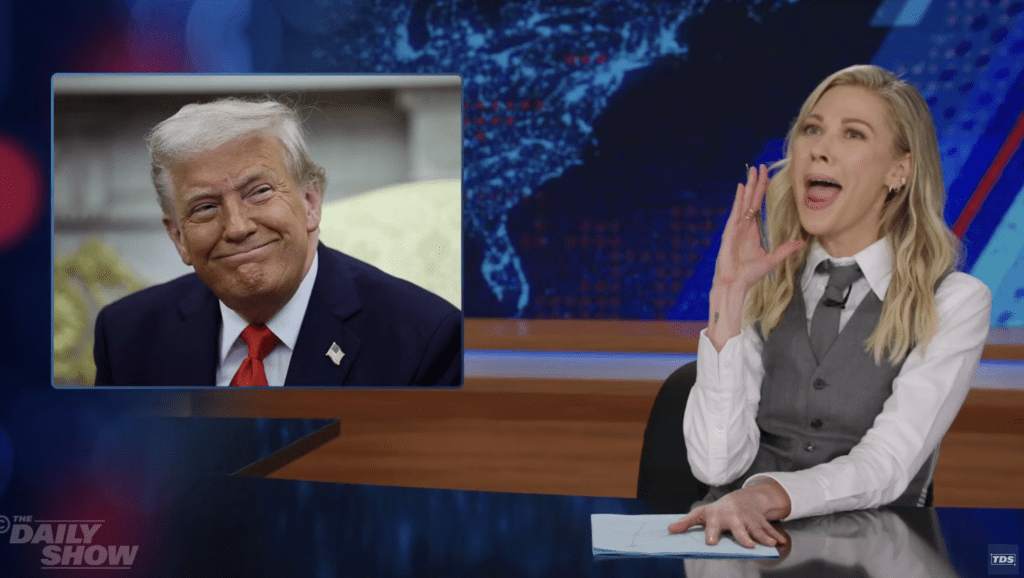 Desi Lydic and Donald Trump