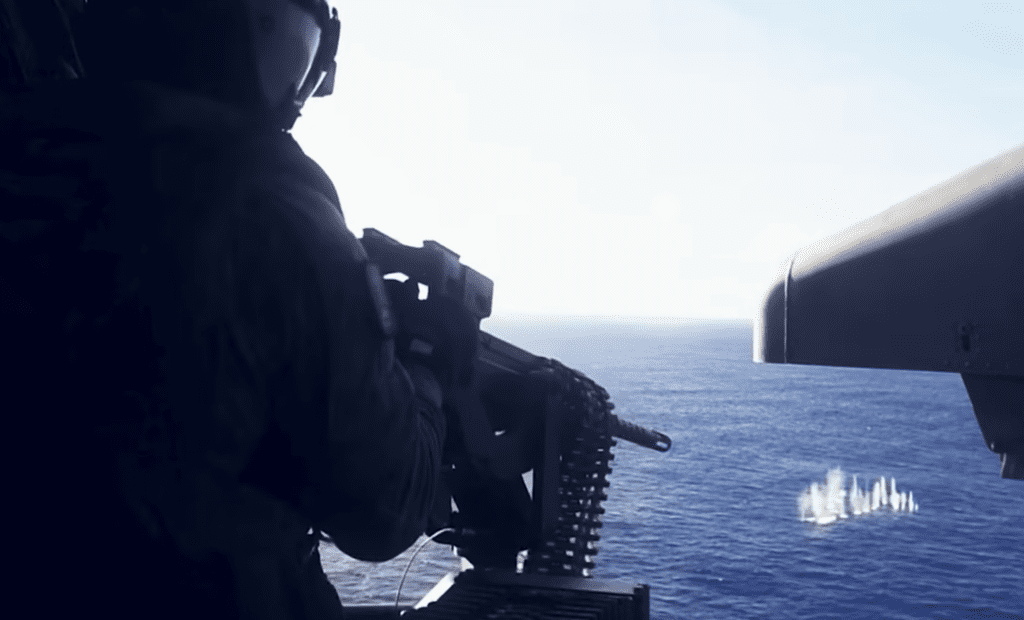 Navy helicopter crew shoots down Houthi Drone