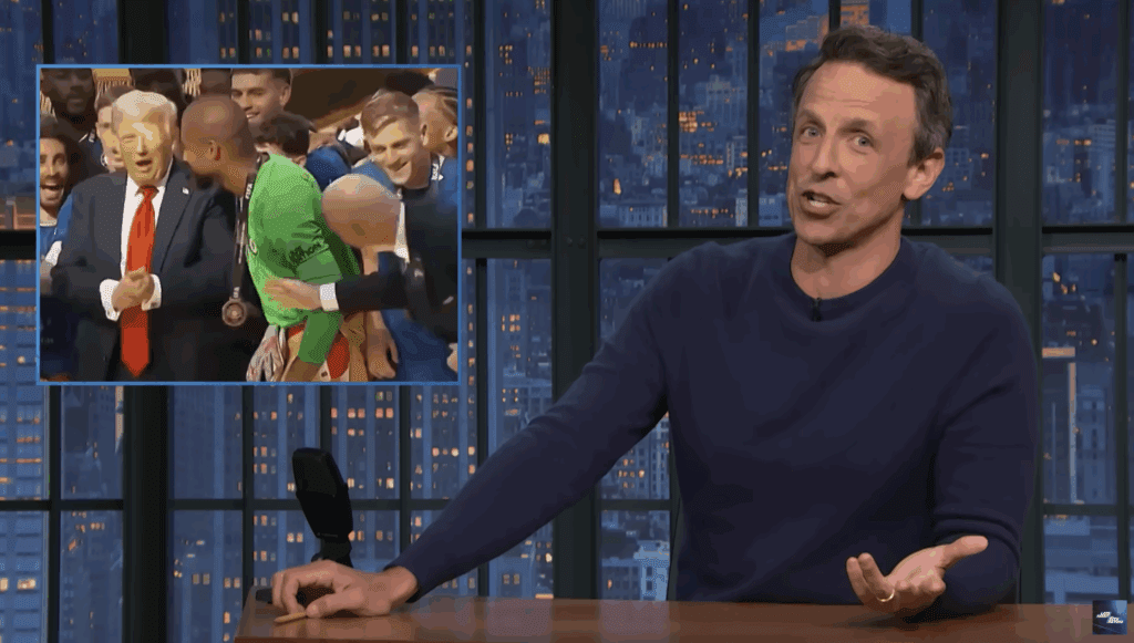 Seth Meyers and Donald Trump