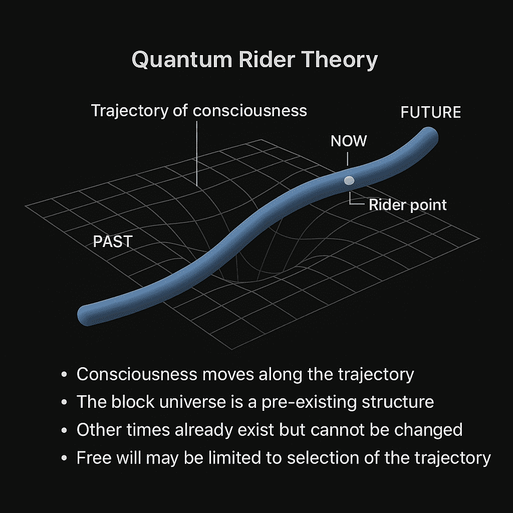 Quantum Rider Theory. Consciousness Only Present at the now moment of the timeline. Quantum Rider Theory. Consciousness Only Present at the now moment of the timeline.