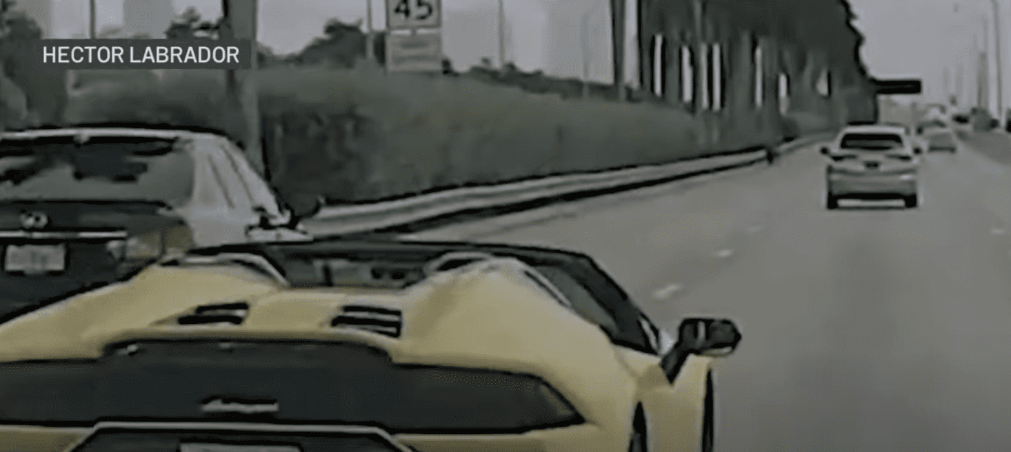 Lamborghini driver losing control