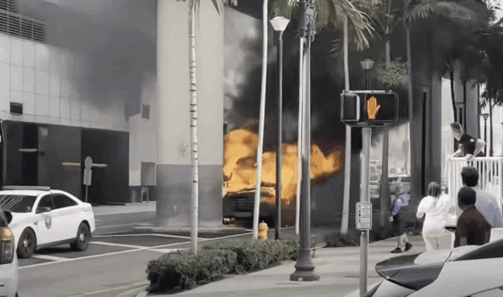 Amazon truck erupt in flames