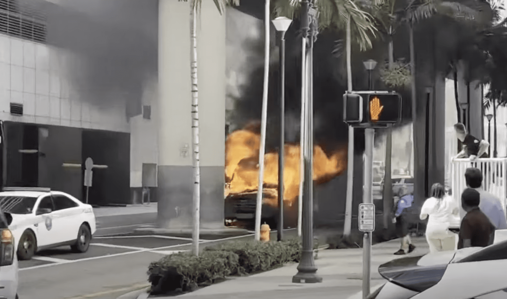 Amazon truck erupt in flames
