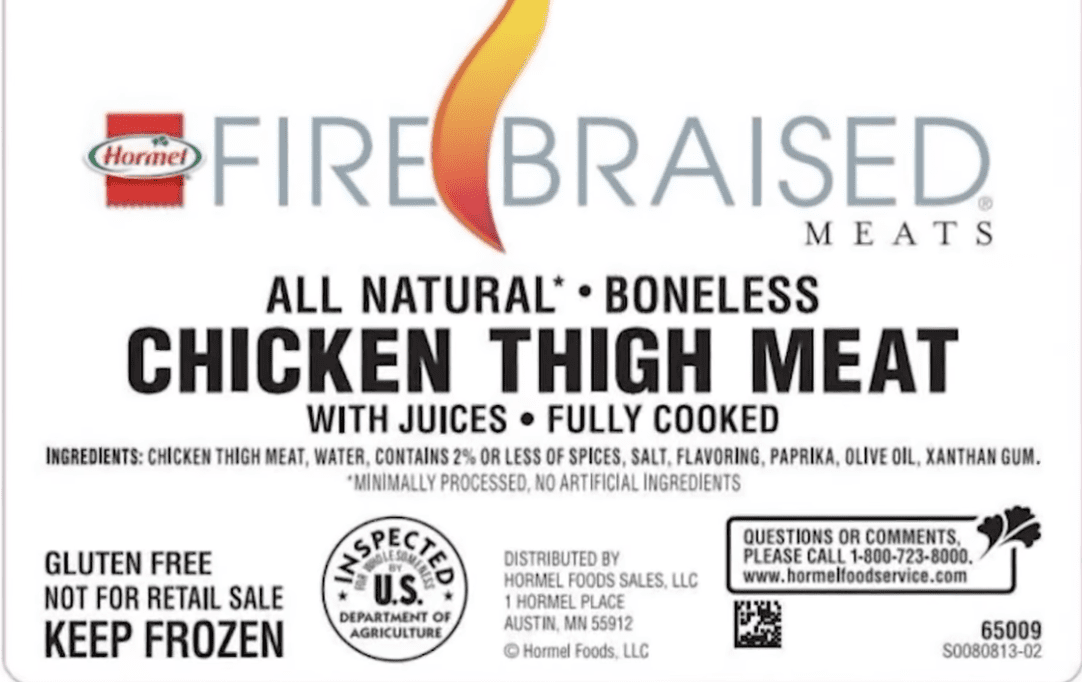 Frozen chicken recalled
