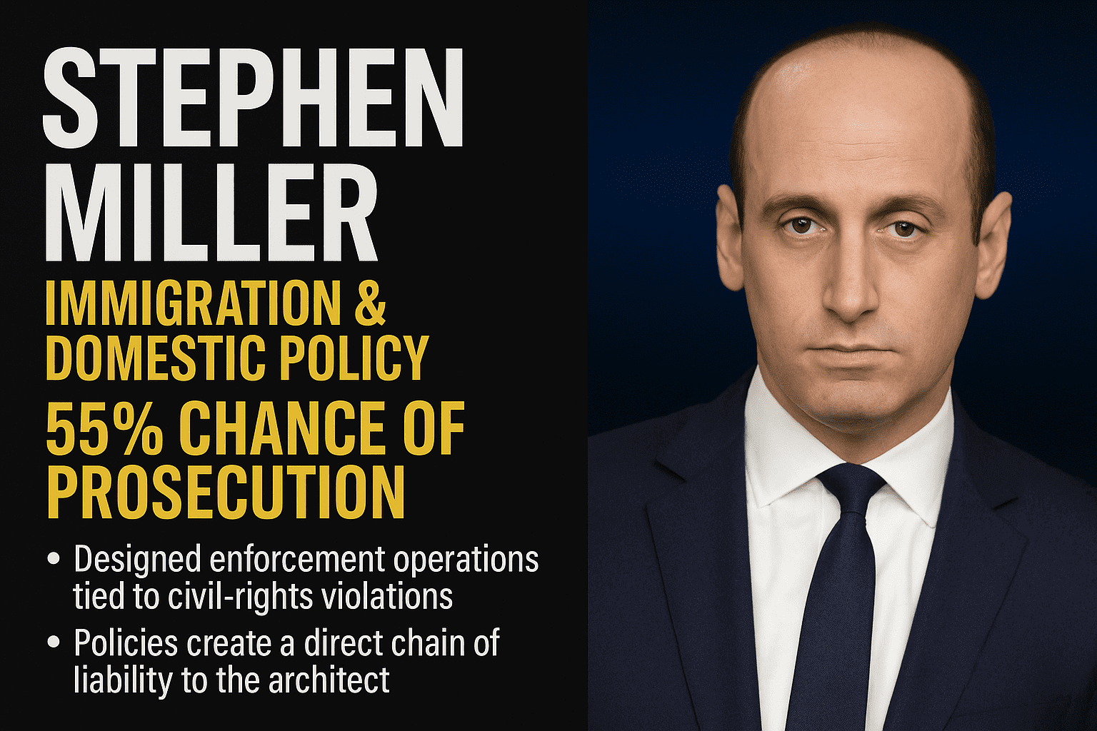 Stephen Miller: Immigration & Domestic Policy 55% Chance of Prosecution
