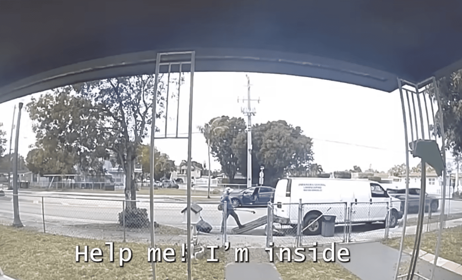 Man trapped in van