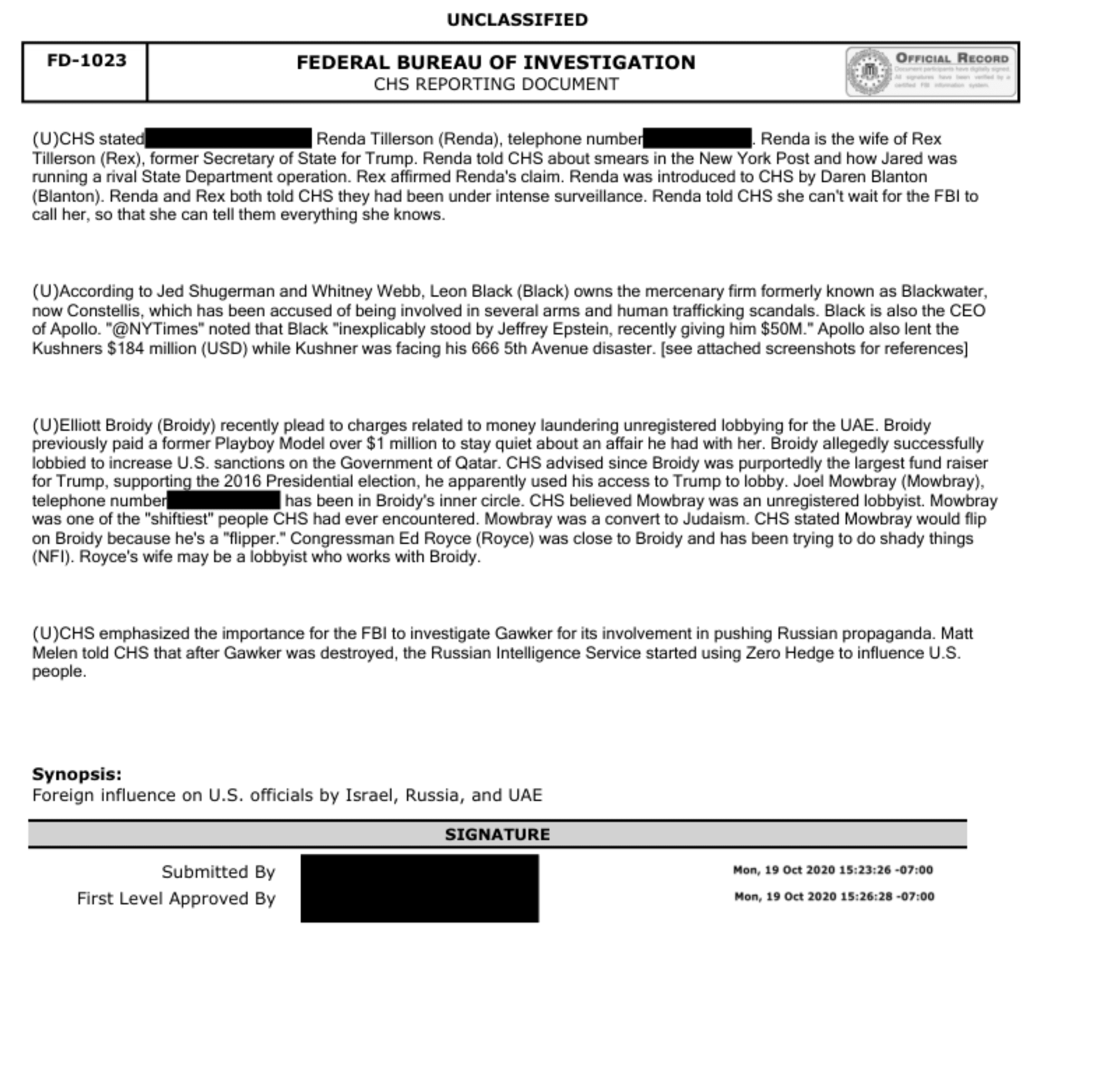 Rex Tillerson Epstein Files 