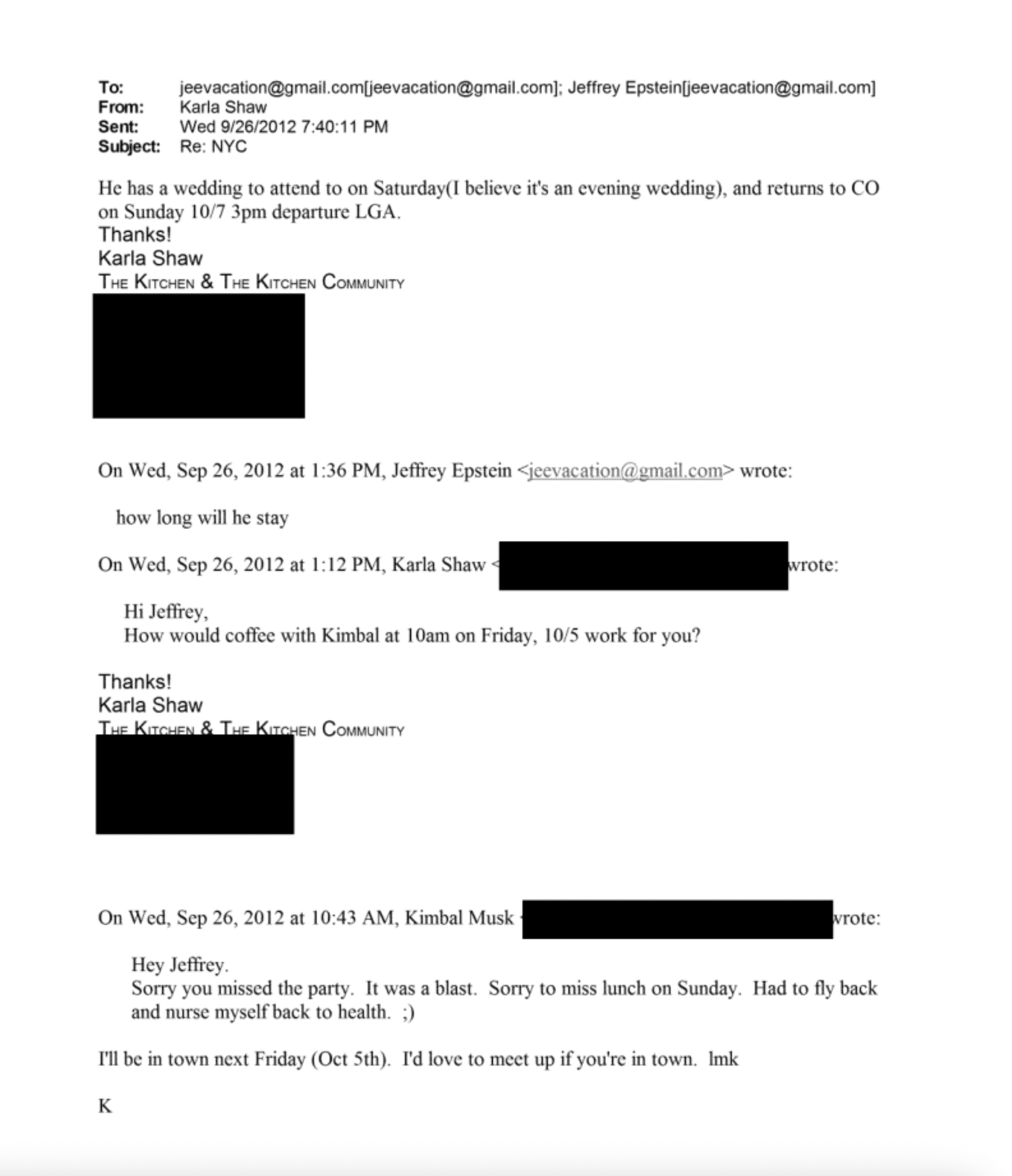 Kimbal Musk and Jeffrey Epstein Emails Kimbal Musk and Jeffrey Epstein Emails