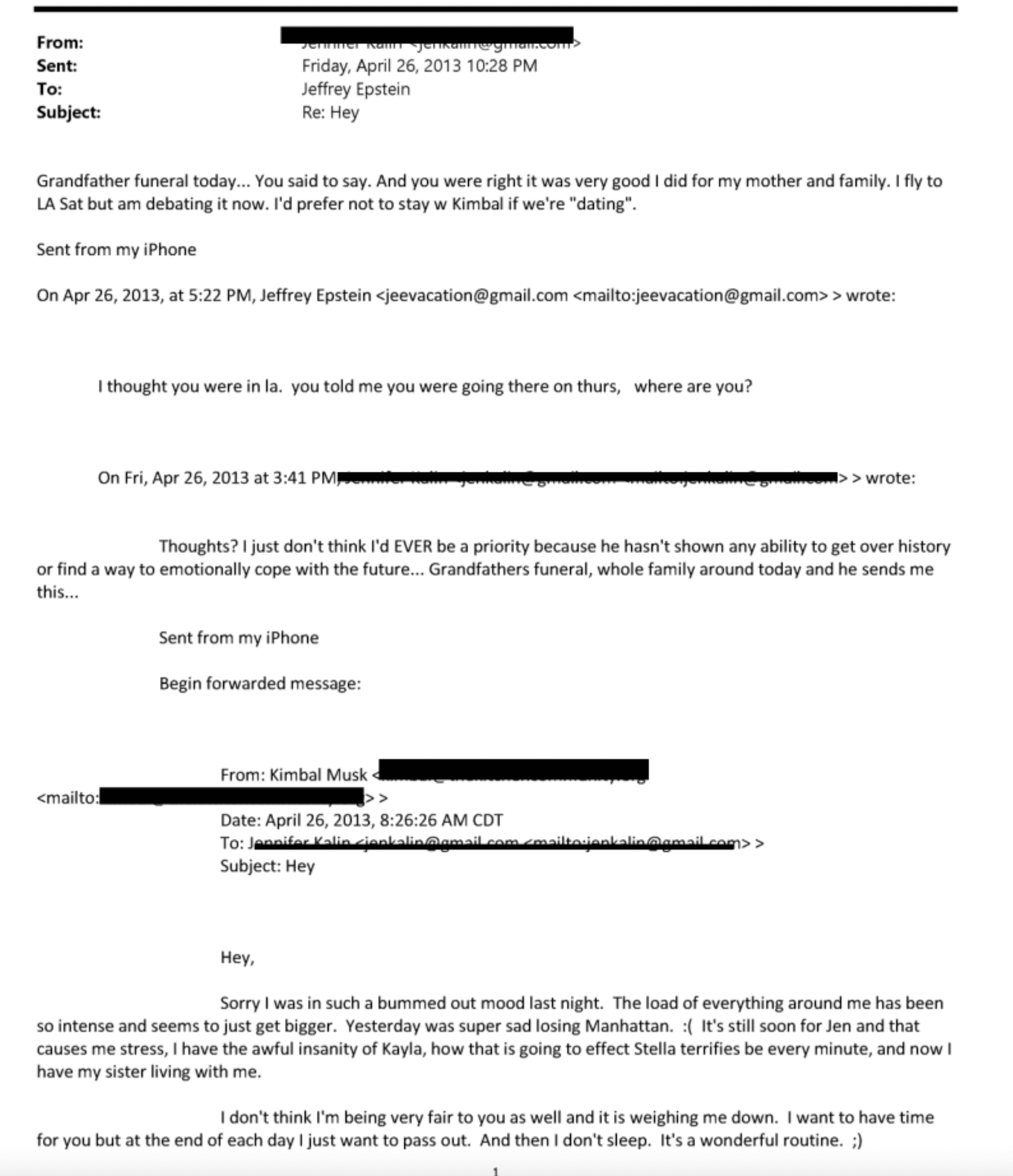 Epstein and Jennifer Emails Epstein and Jennifer Emails