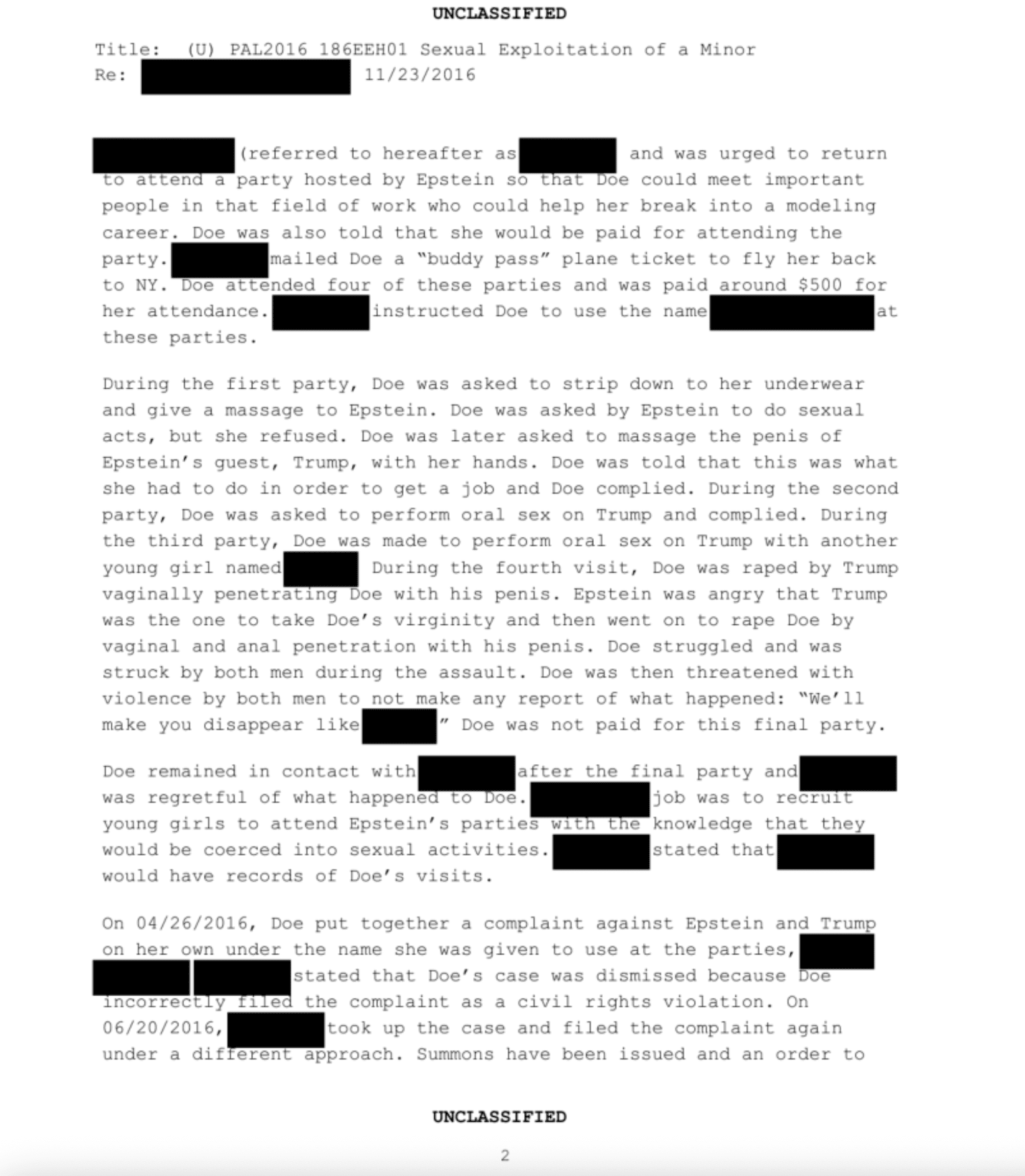 Epstein Files: Trump & Epstein Rape of a Minor FBI Document - Number EFTA01683591 - 2