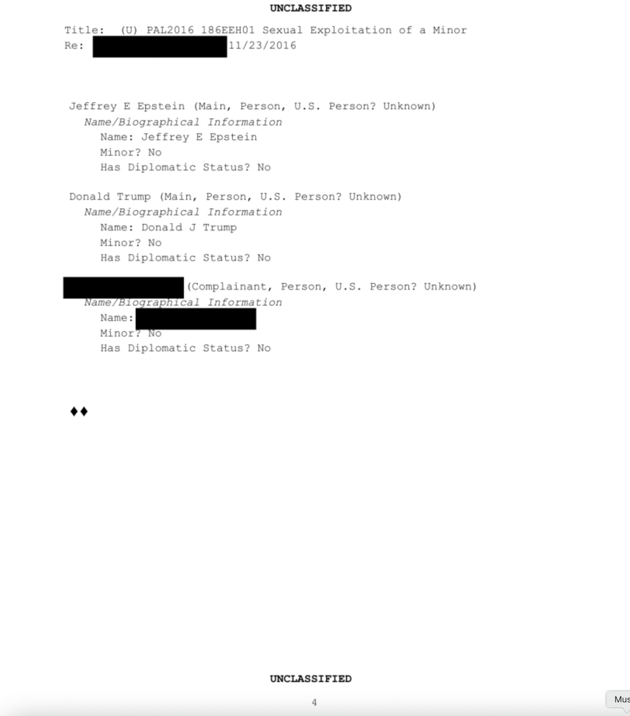 Epstein Files: Trump & Epstein Rape of a Minor FBI Document - Number EFTA01683591 - 4