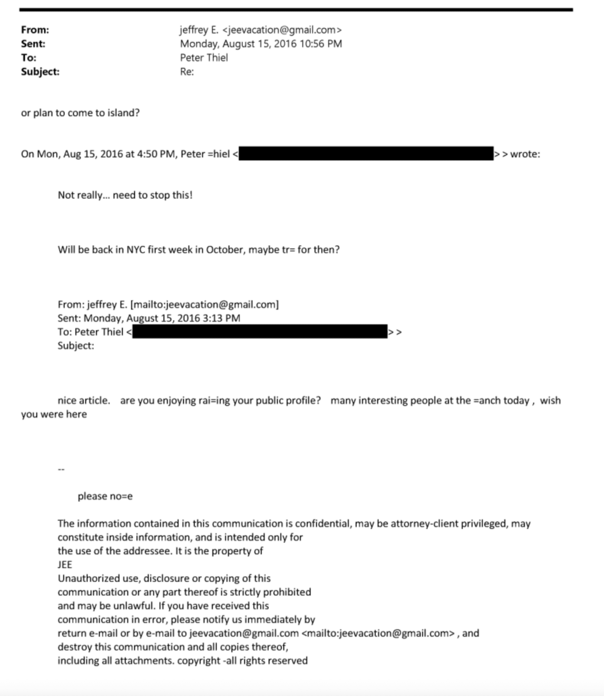 Peter Theil in the New Epstein Files Released 