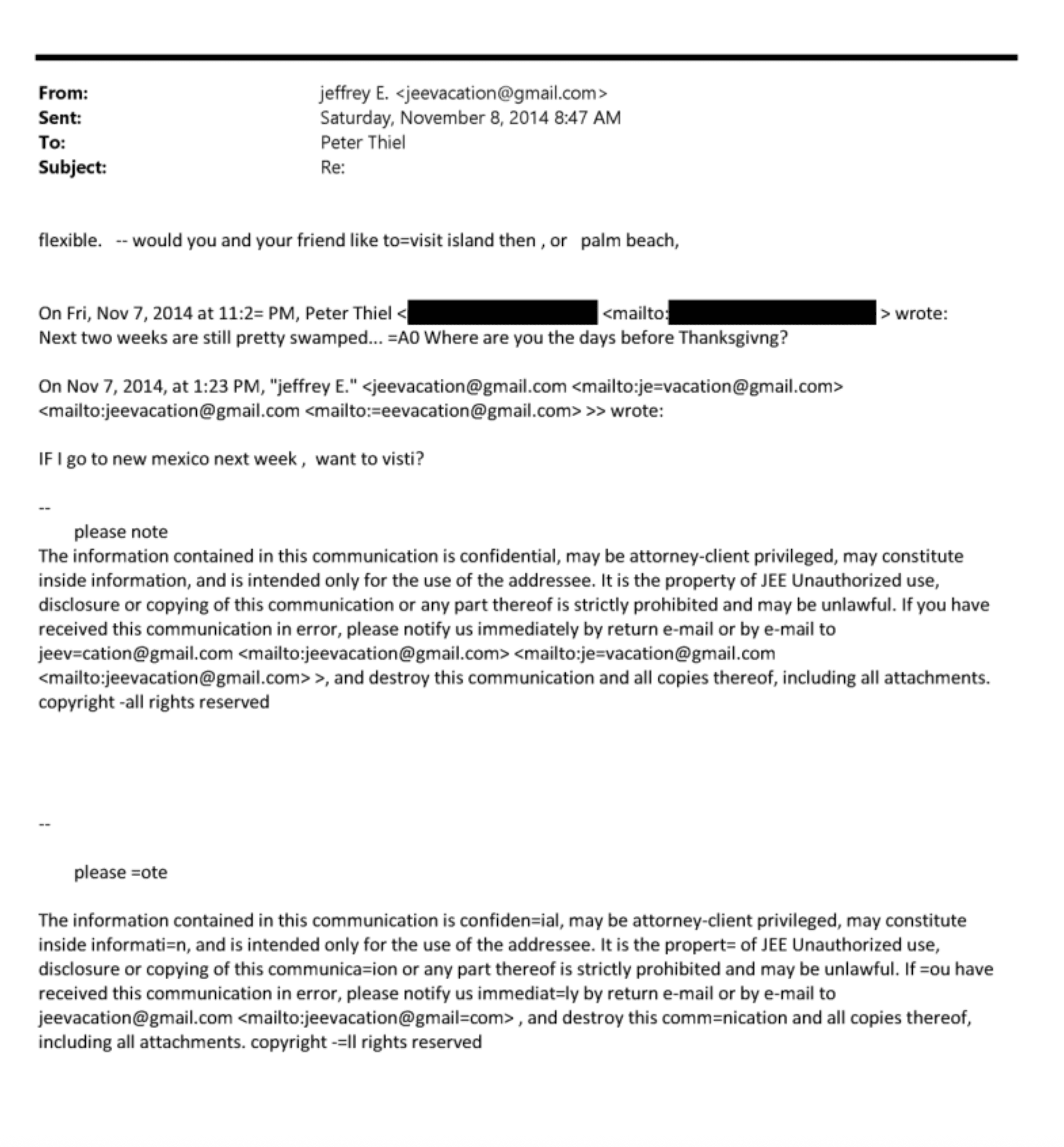 Epstein and Peter Theil Messages 