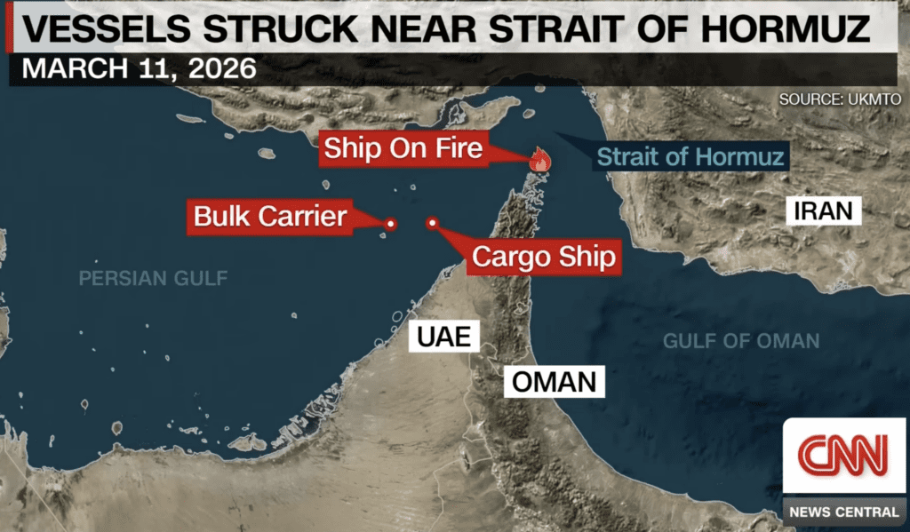 ships struck in Strait of Hormuz