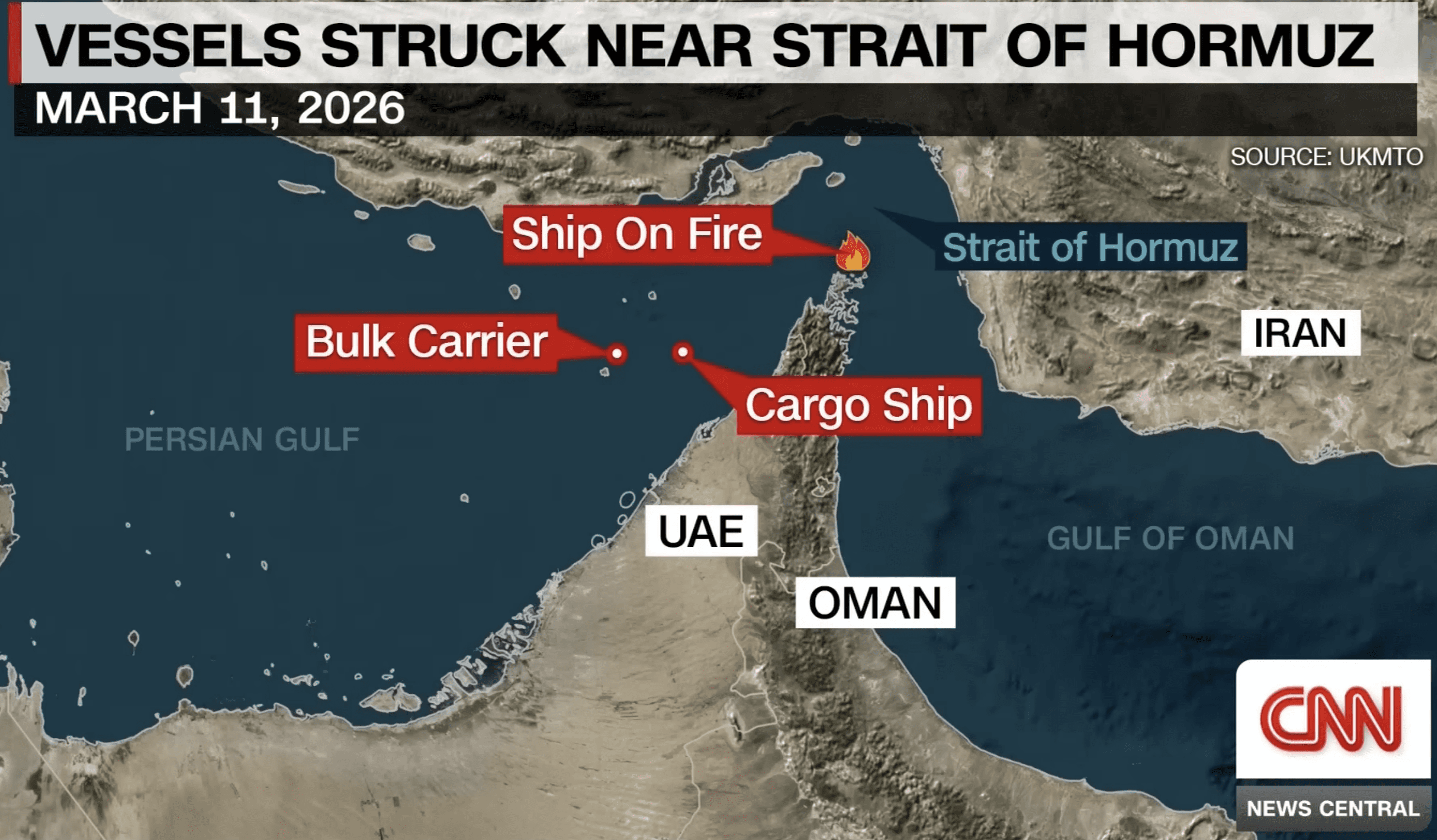 ships struck in Strait of Hormuz