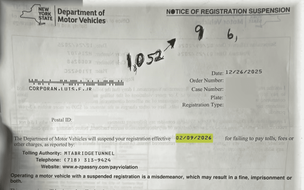 NYC driver driven into debt by $14,000 E-ZPass bill
