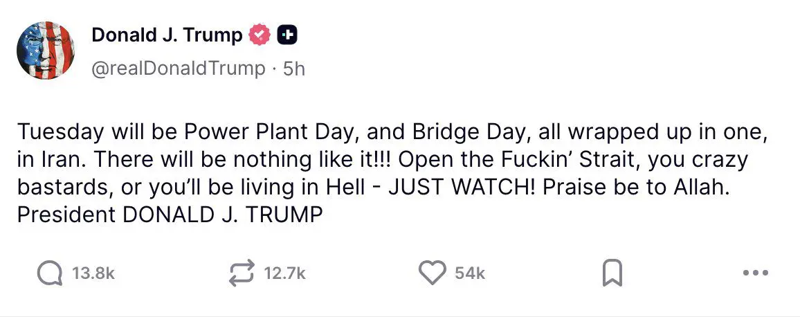 Trump Truth social Tweets on Iran 7