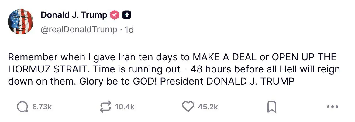 Trump Truth social Tweets on Iran 6