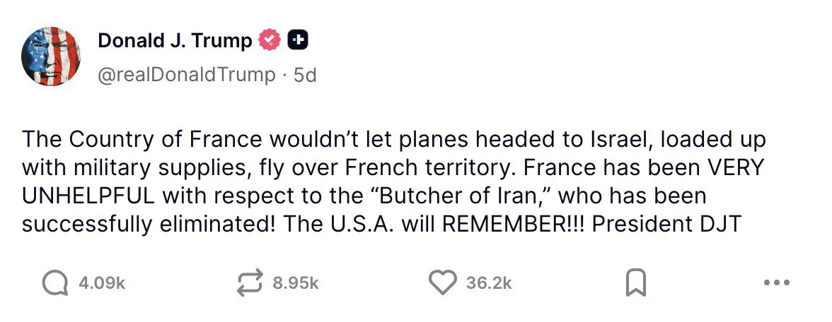 Trump Truth social Tweets on Iran 3