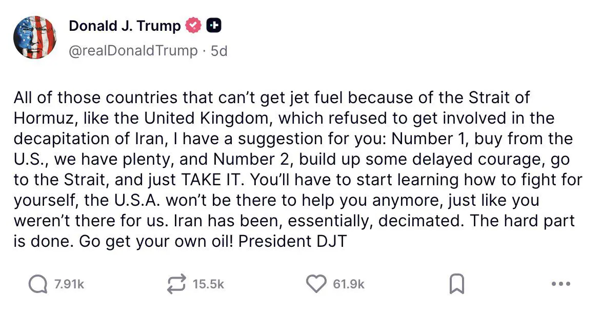 Trump Truth social Tweets on Iran 2