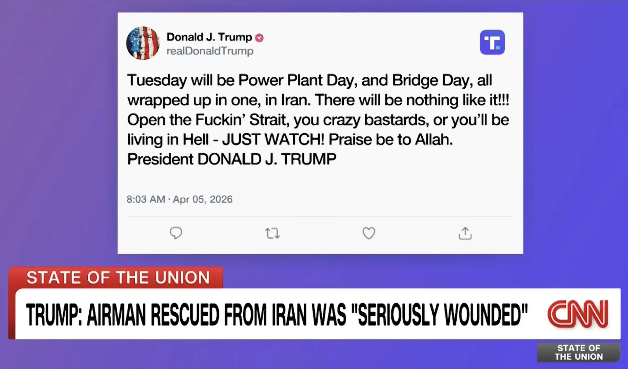 Trump Iran Truth Social Posts