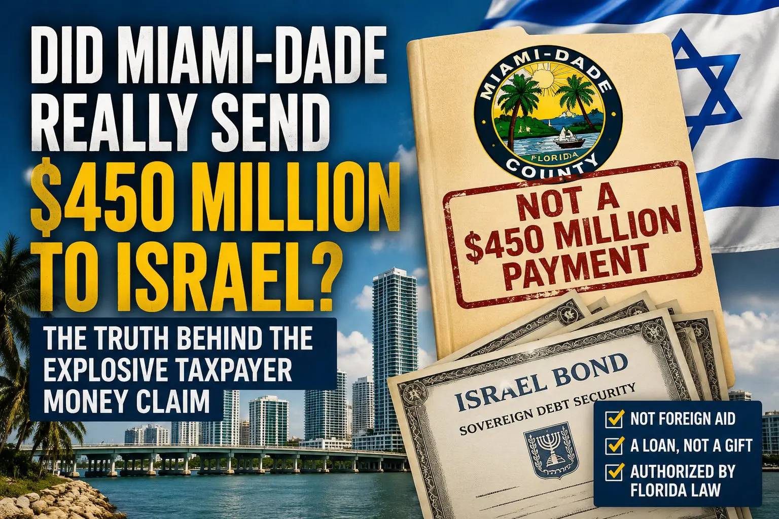 Miami sending $450 million to israel