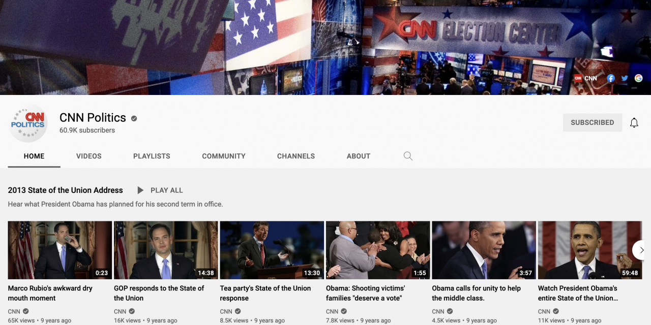 CNN Politics YouTube Hasn’t Been Updated in Nine Years