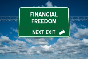 Financial Freedom sign for wealth concept.