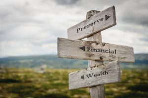 preserve financial wealth signpost outdoors in nature