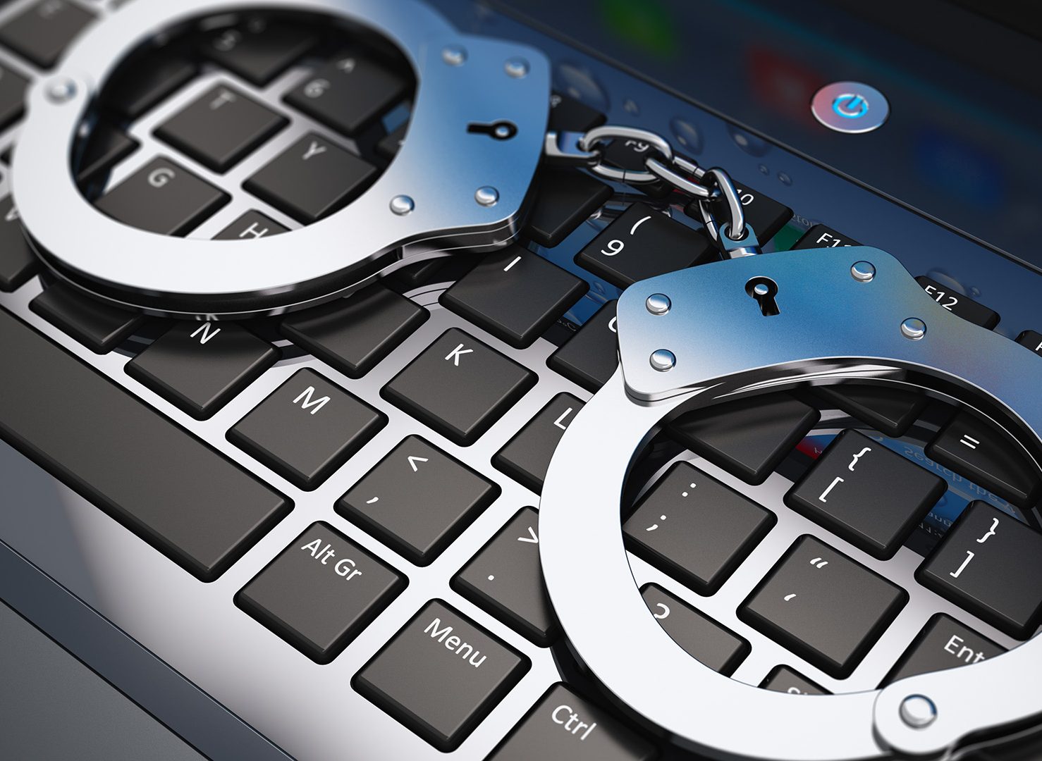 handcuffs computer cyber keyboard 