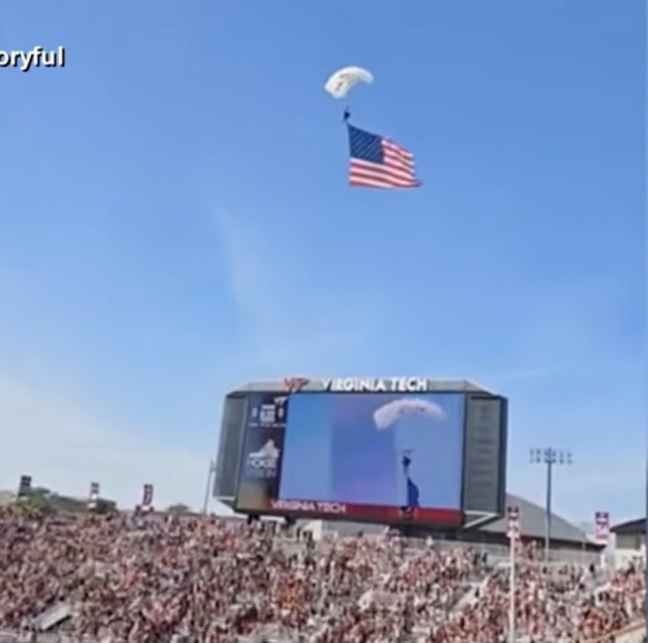Skydiver slams into Virginia Tech scoreboard