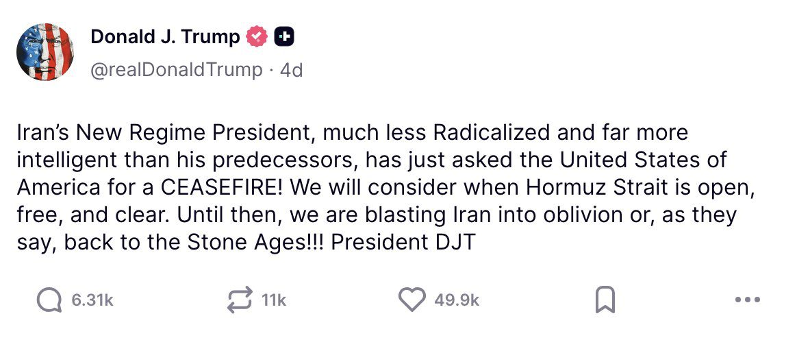 Trump Truth social Tweets on Iran 