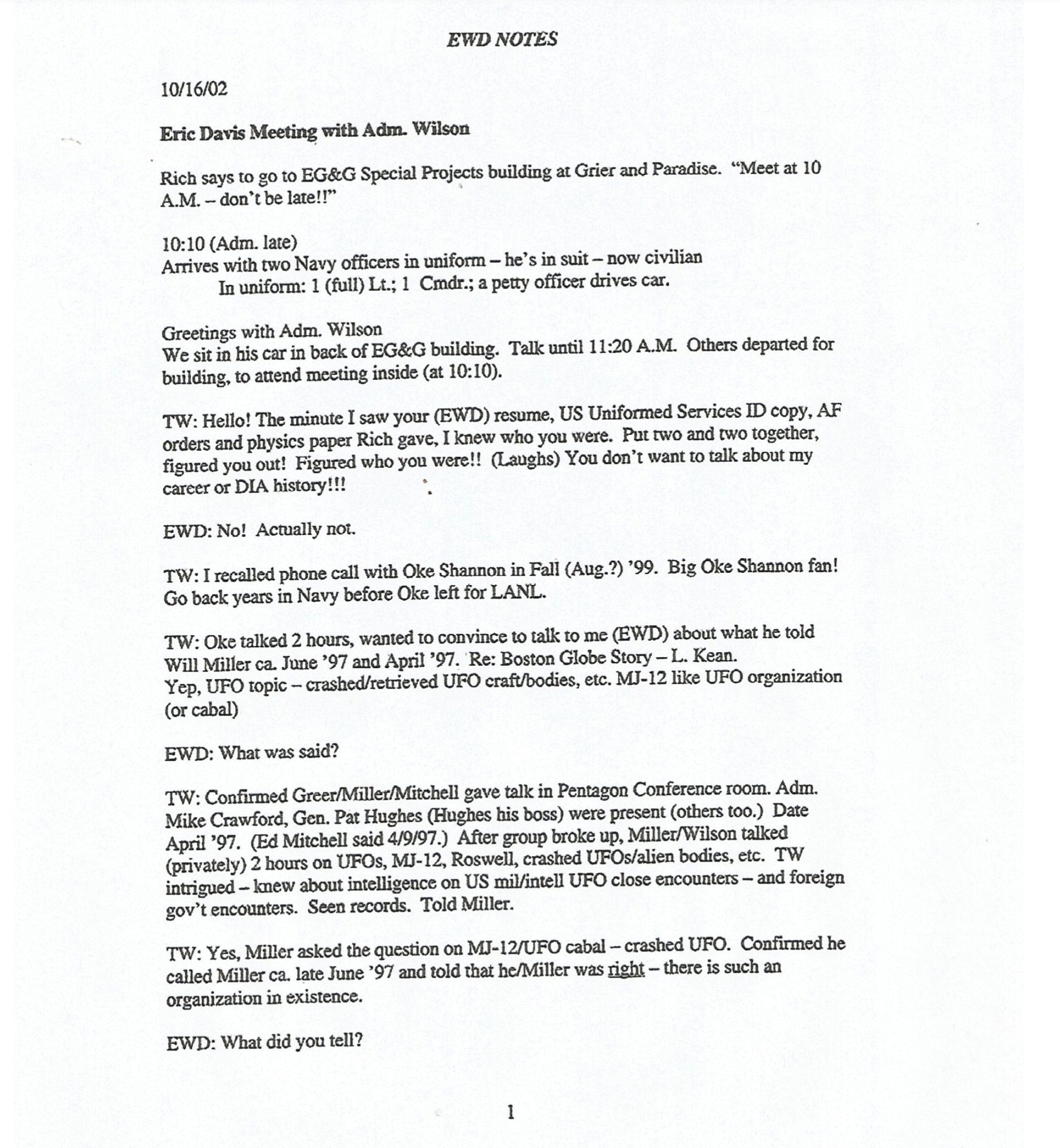 The Wilson-Davis Memo Transcript - Page 1