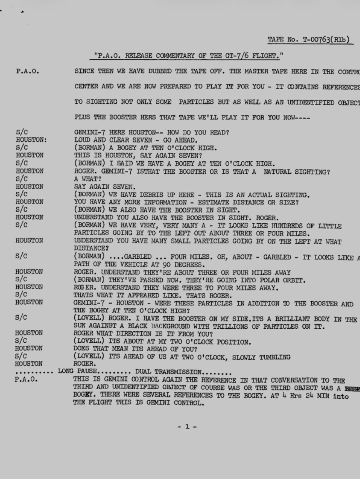 Astronaut UFO sighting on Gemini 7 Astronaut UFO sighting on Gemini 7