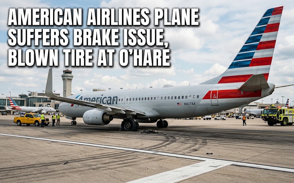 American Airlines blown tire