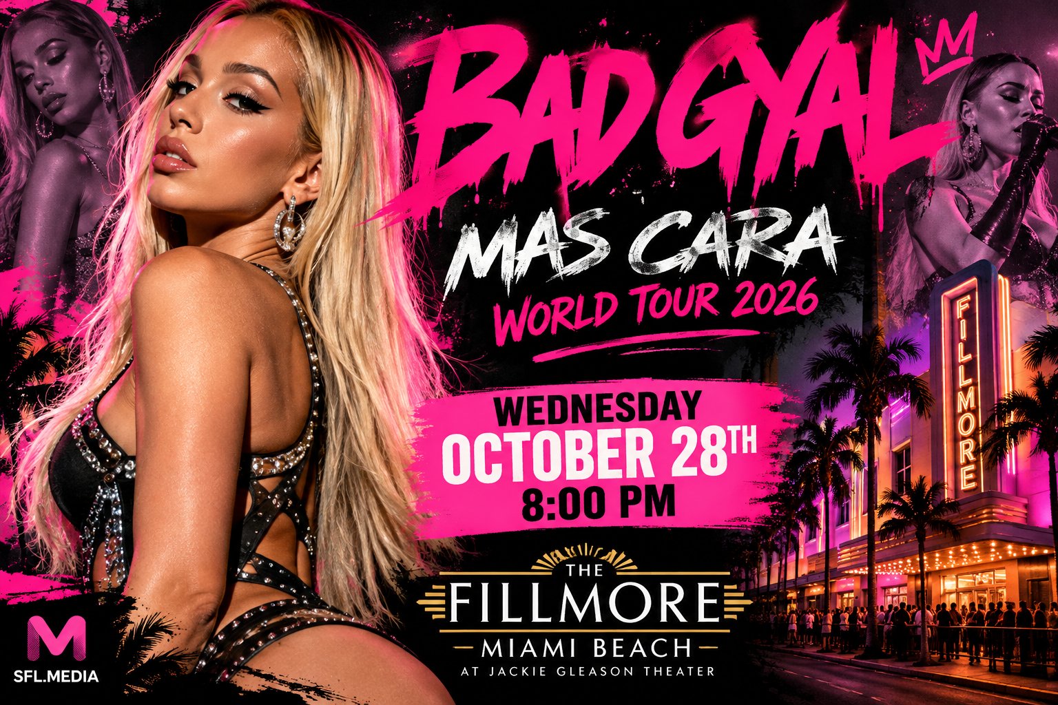 Bad Gyal Miami Neon Tour Poster Bad Gyal Miami Neon Tour Poster