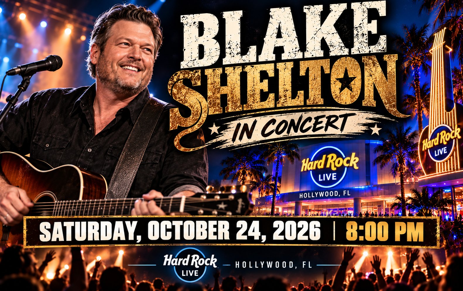Blake Shelton Hard Rock Concert Poster